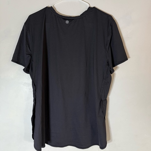 Athlete Black Tshirt Tulip Side Slits Flowy Top Nylon - Picture 3 of 5
